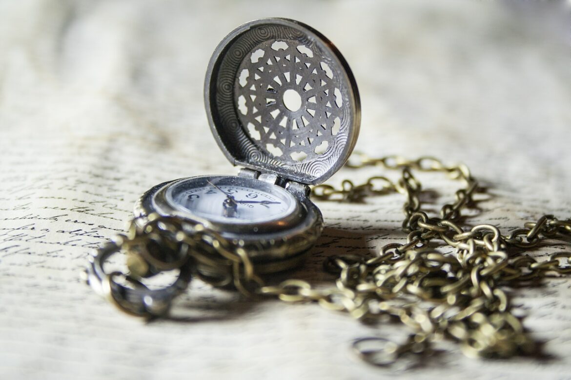 A pocket watch with a chain