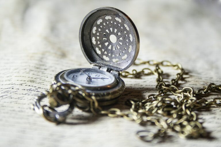 A pocket watch with a chain